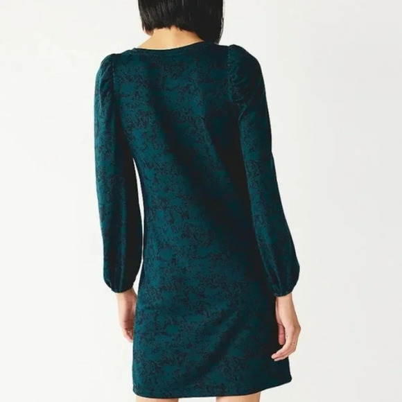 Nine West Puff Long Sleeve Dress Black and Green Snake Print in Size XXL - Picture 2 of 10